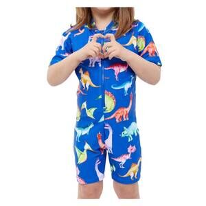NEW GOTTEX kids short sleeve zip up swim overalls in gtk dinosaurs